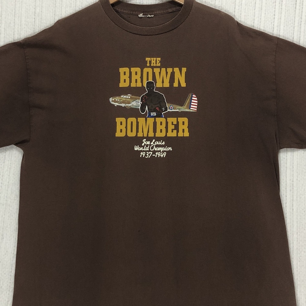 Everlast Joe Louis Brown Bomber Graphic T-Shirt Mens Brown XL 2004 Vintage Style